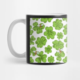 Irish Green Clover Shamrocks and Honeybees Mug